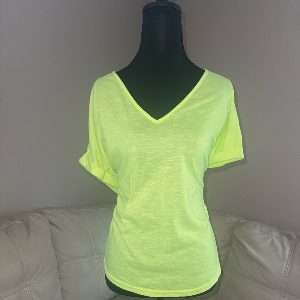 SHEIN Neon Green Fitted Dolman Sleeve T-Shirt